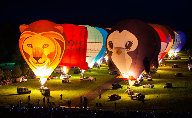 Hot air balloons at Longleat Sky Safari Night Glow
